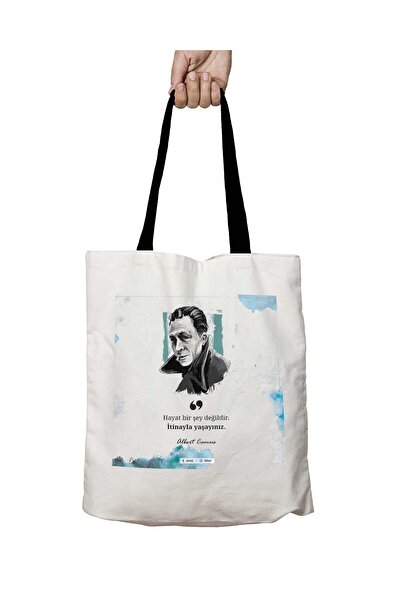 ART HEDİYE Black Handle Albert Camus Live with Itkin Washable School Shoulder...