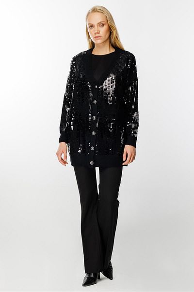 Ghisa Black Sequined Cardigan