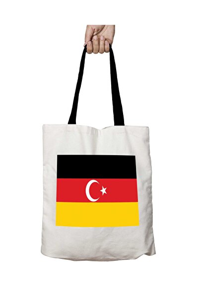 ART HEDİYE حقيبة كتف مدرسية قابلة للغسل بمقبض أسود على شكل علم الألمانية التر...