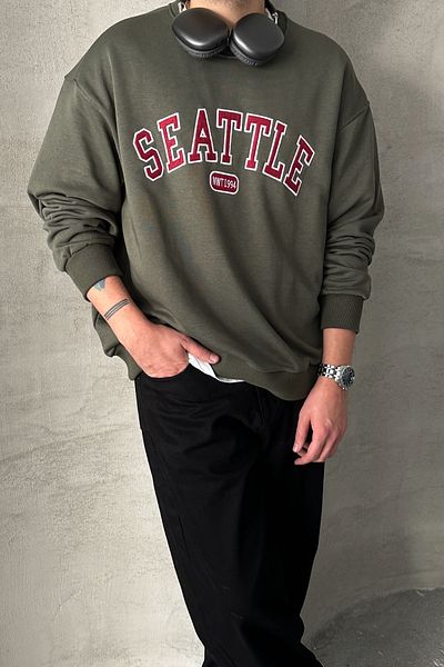 HYMAN Мъжки голям суитшърт с принт Seattle