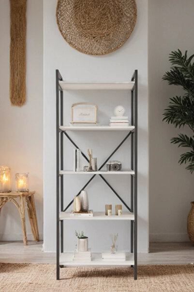 Mobitopya Nilamu Beyaz 65 Cm Kitaplık, Metal Aksamlı, Organizer, Ofis, Ev, 65...