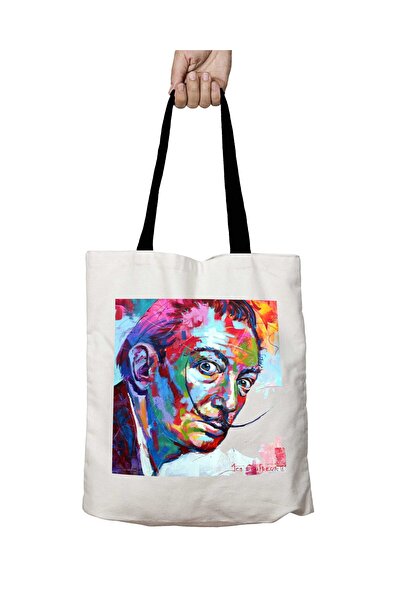 ART HEDİYE حقيبة كتف مدرسية قابلة للغسل من سلفادور دالي بمقبض أسود