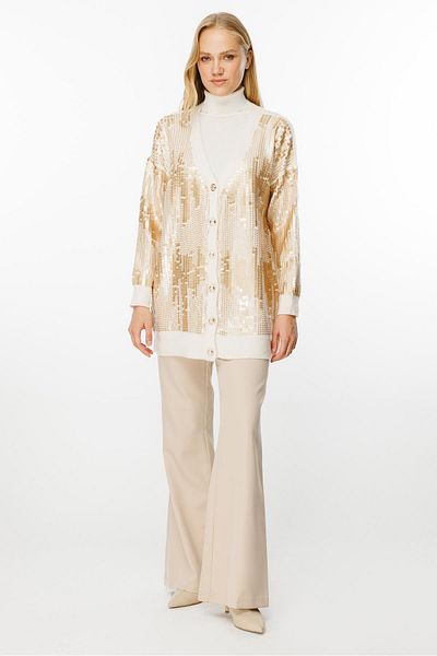 Ghisa Ecru Sequined Cardigan