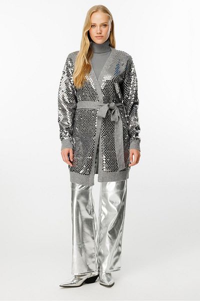 Ghisa Gray Sequined Cardigan