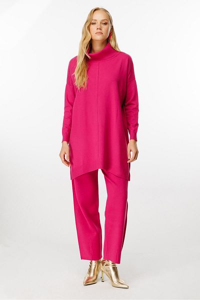 Ghisa Fuchsia Turtleneck Knitwear Set