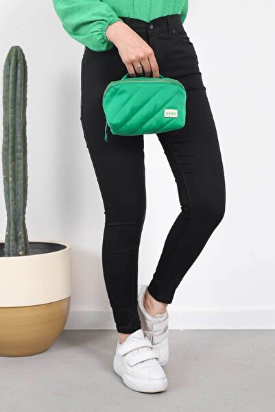 İmajButik Μαύρο λινό παντελόνι με λεπτή γραμμή μέχρι τον αστράγαλο