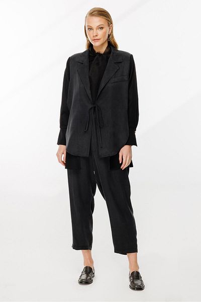 Ghisa Black Chiffon Mixed Suit