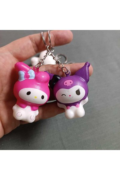 LRS STORE 4Pcs Shukushi Sanrio Kwaii Family Kuromi Keychain Set Figure Toy Sukuşi Set