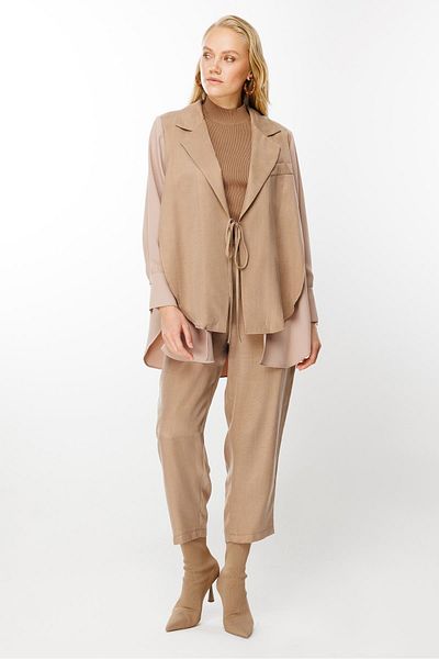 Ghisa Camel Chiffon Fabric Mixed Set