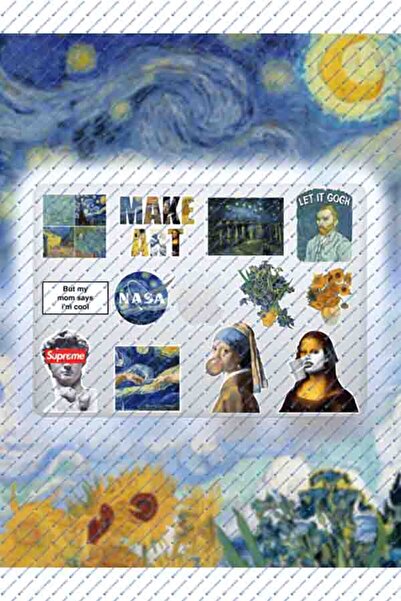 Katze Stickers Art Sanat Temalı Laptop Notebook Tablet Sticker Seti (12 ADET)