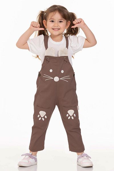 zepkids Hanging Ten Cıft Pocketed Kitten White Brown Colored Boy's Tulle