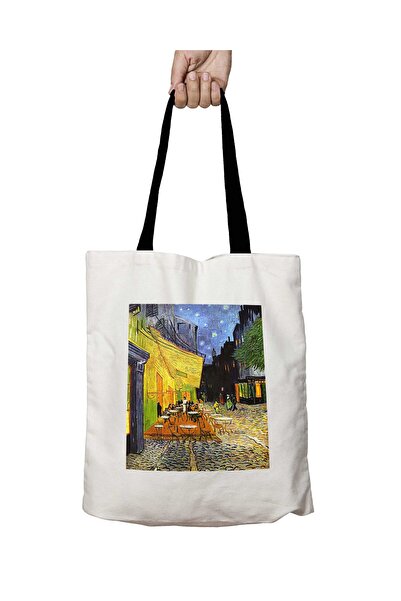 ART HEDİYE حقيبة كتف مدرسية قابلة للغسل من فنسنت فان جوخ بمقبض أسود