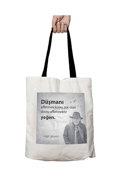 ART HEDİYE Black Handles Tuncel Kurtiz Enemy to Forgive Washable School Shoulder Bag