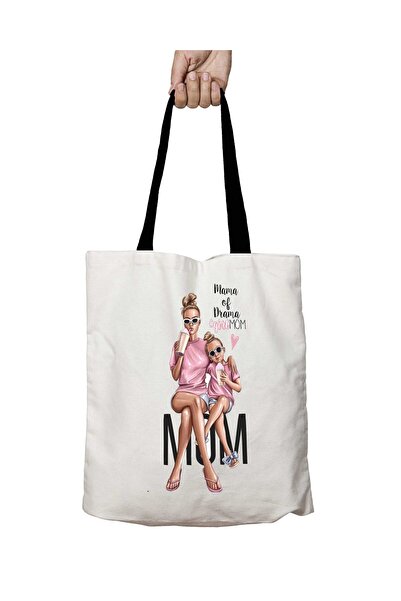 ART HEDİYE Black Handle My Dream Mom Mama of Drama Girl Mom Washable School S...