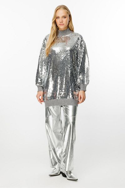 Ghisa Gray Sequined Knitted Tunic