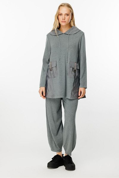 Ghisa Knitwear Tunic and Trousers Set - Pocket Detail, Gray