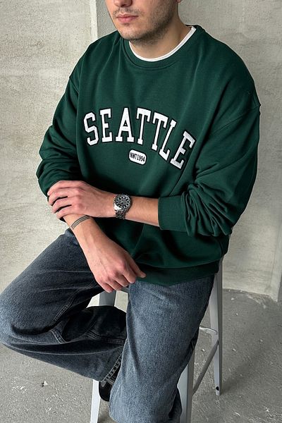 HYMAN Мъжки голям суитшърт с принт Seattle