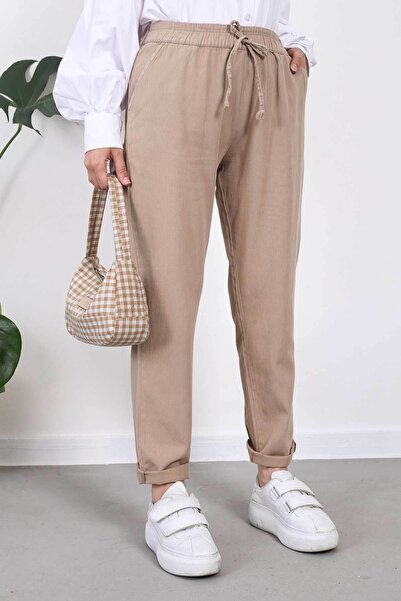 İmajButik Pantaloni de in cu buzunar cu talie înaltă de nurcă