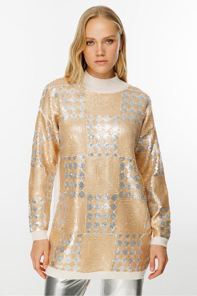 Ghisa Ecru Tunic - Sequin Detailed