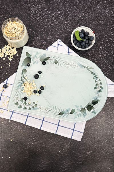 Decorita سيكريت جيت - لوح تقطيع زجاجي ذو حواف بيضاوية، 25 سم × 35 سم| منتج براءة اختراع