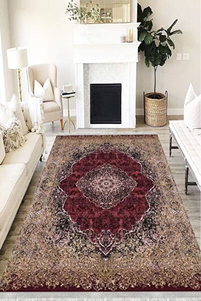 MOTTO HALI Otantik Cotton Şönil Kaymaz Tabanlı Yıkanabilir Antibakteriyel Dij...