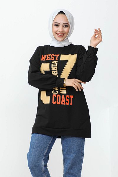 İmajButik Μαύρο φούτερ με στάμπα West με δύο κλωστές
