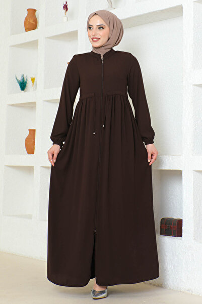 İmajButik Коричнева фераса - зі збірками та еластичними манжетами