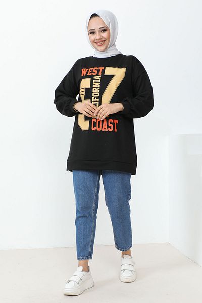 İmajButik Μαύρο φούτερ με στάμπα West με δύο κλωστές