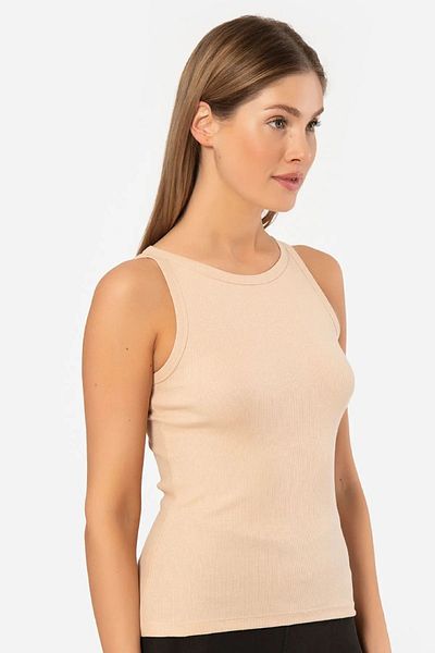 TÜREN 3403 Women's Halter Neck Ribbed Athlete T-Shirt
