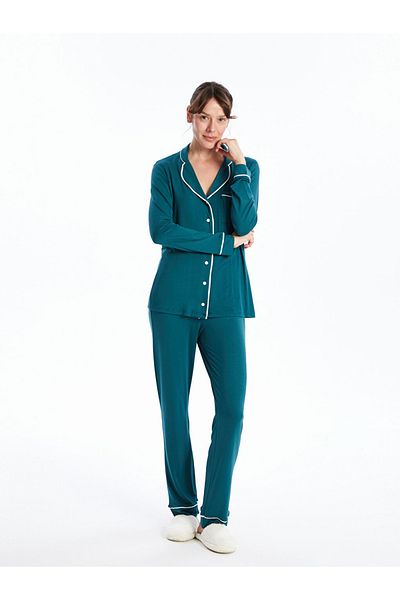 LC Waikiki Lcwk Set de pijamale cu mânecă lungă, guler de cămașă, pentru femei