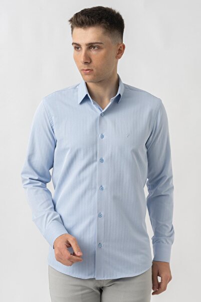 White Stone Adliswil G9501 Regular Fit Dobby Cotton Shirt Blue