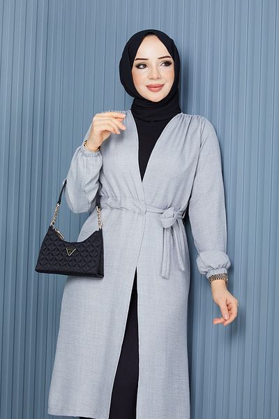 İmajButik Gray Sleeve Elastic Waist Gather Detailed Cap