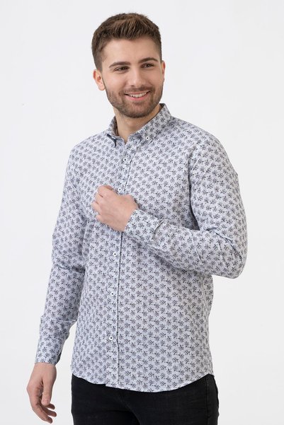 White Stone San Sebastián G2324 Cămașă din bumbac cu croială regulară, cu model