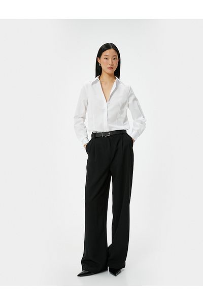 Koton Slim-Fit-Hemd mit langen Ärmeln und Knöpfen