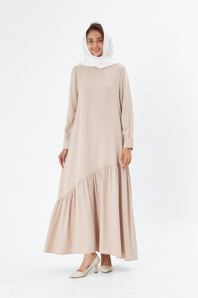 PALMY BOUTIQUE Nude Rengi Yün Karışımlı Elbise