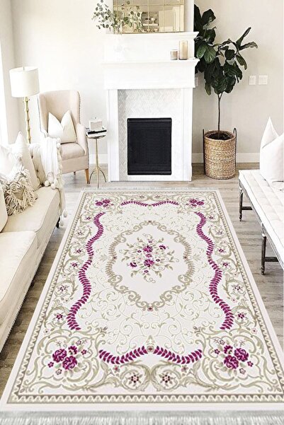 MOTTO HALI Floral Eko Punto Kaymaz Tabanlı Yıkanabilir Antibakteriyel Dijital...