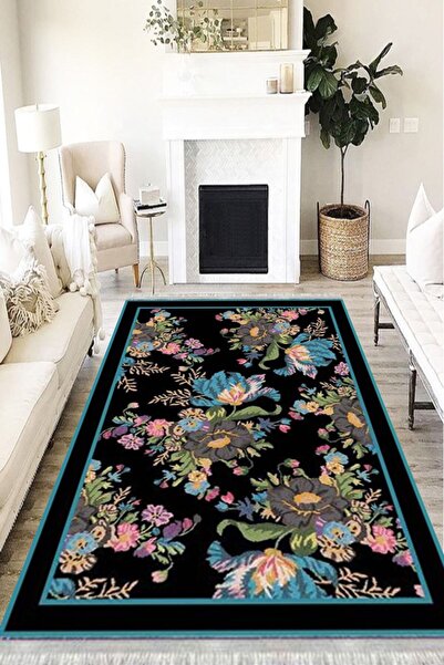 MOTTO HALI Floral Eko Punto Kaymaz Tabanlı Yıkanabilir Antibakteriyel Dijital...