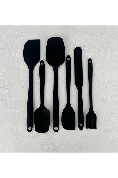 PEKİBU Set of 6 Black Silicone Spatulas