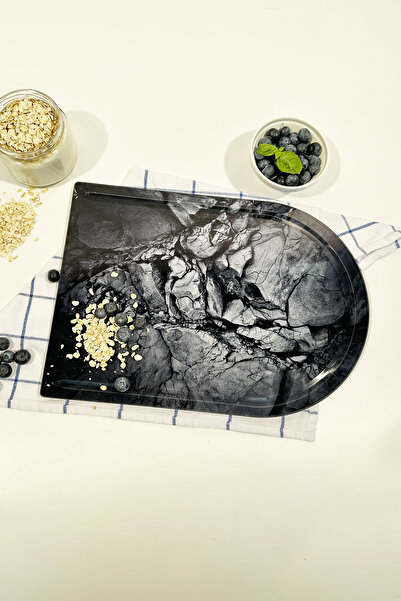 Decorita Natural Stone Channeled Glass Cutting Board - Oval Edge, 25cm x 35cm...