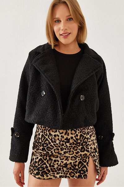 Bianco Lucci Women's Short Double Breasted Boucle Jacket 238760101001
