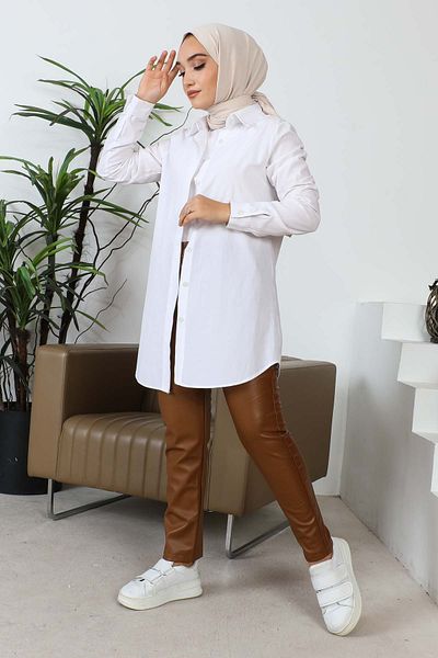 İmajButik Ψηλόμεσο δερμάτινο παντελόνι σε μαύρο χρώμα