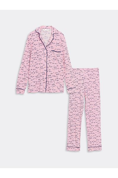 LC Waikiki Lcw Shirt Collar Patterned Women's Pajamas Set
