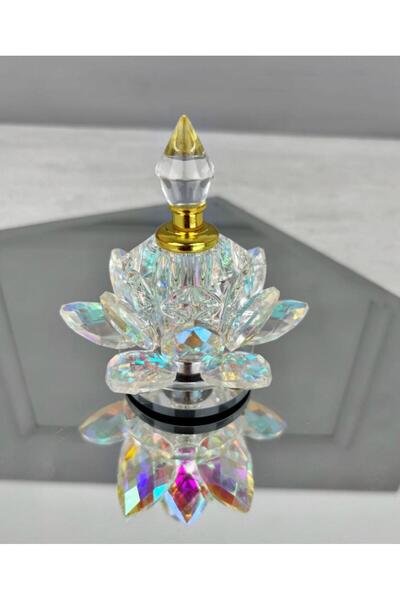 PEKİBU Kristal Parfüm Şişesi Döner Stantlı Nilüfer Model Gold