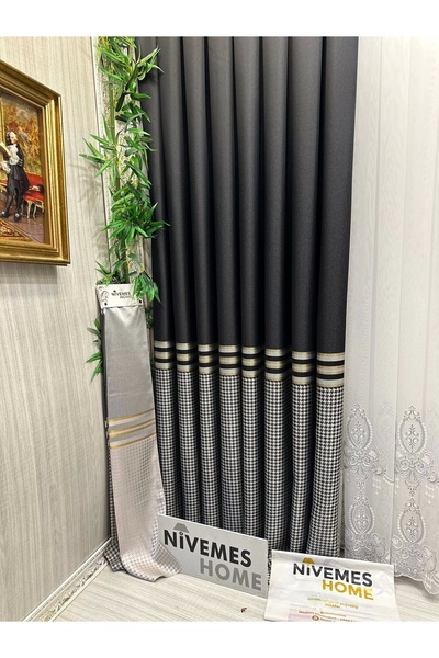 NİVEMESHOME Nivemeshome Didim Ft 671537   V-902 Negru 1/3 Închidere Cortina d...