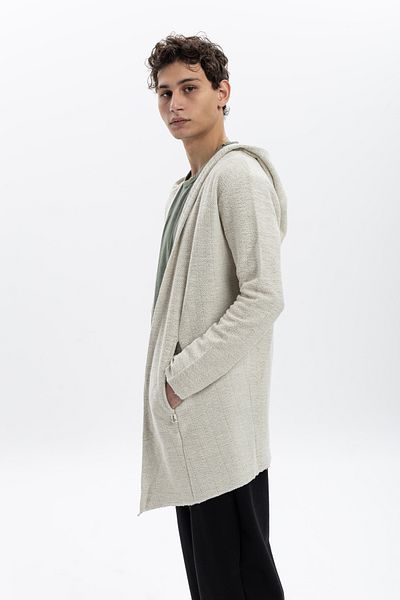 S-Ponder Men's Hooded Pocket Detailed Textured 100% Cotton Long Cardigan