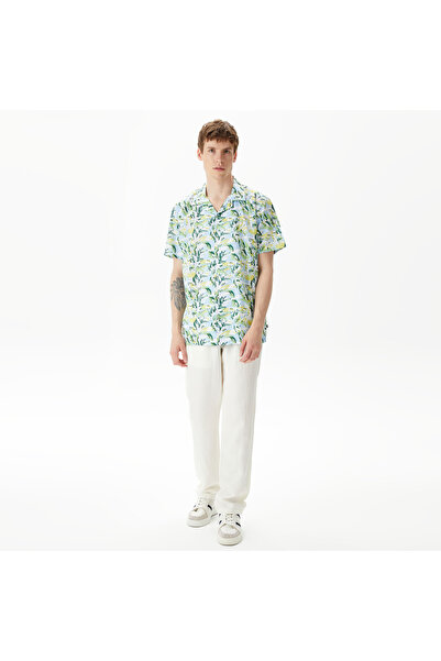 Nautica Erkek Mavi Classic Fit Kısa Kollu Desenli Gömlek
