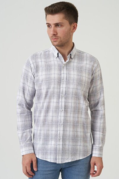 White Stone Broken Hill Regular Fit G2003 Cotton Linen Shirt Brown