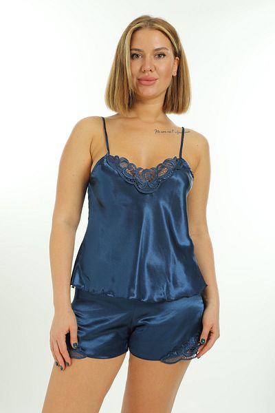 BESKAR Σετ σορτς Babydoll Navy Blue Satin 259