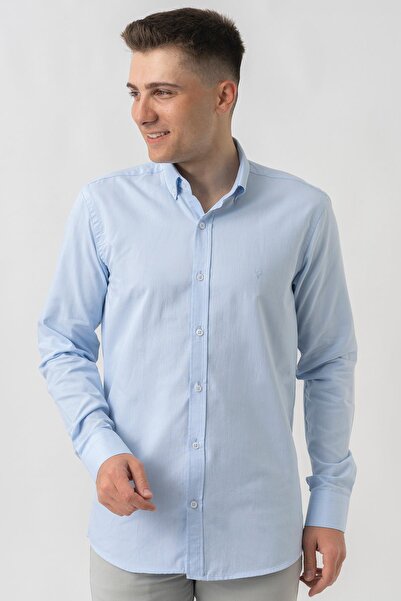 White Stone Aarburg g45044 Pamuklu Regular Fit Oxford Gömlek Mavi