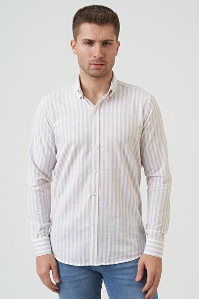 White Stone Bathurst Regular Fit G2001 Cotton Linen Shirt Beige